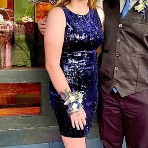 Emerald Sundae—navy blue sequin*perfect for prom, formal or homecoming dance*